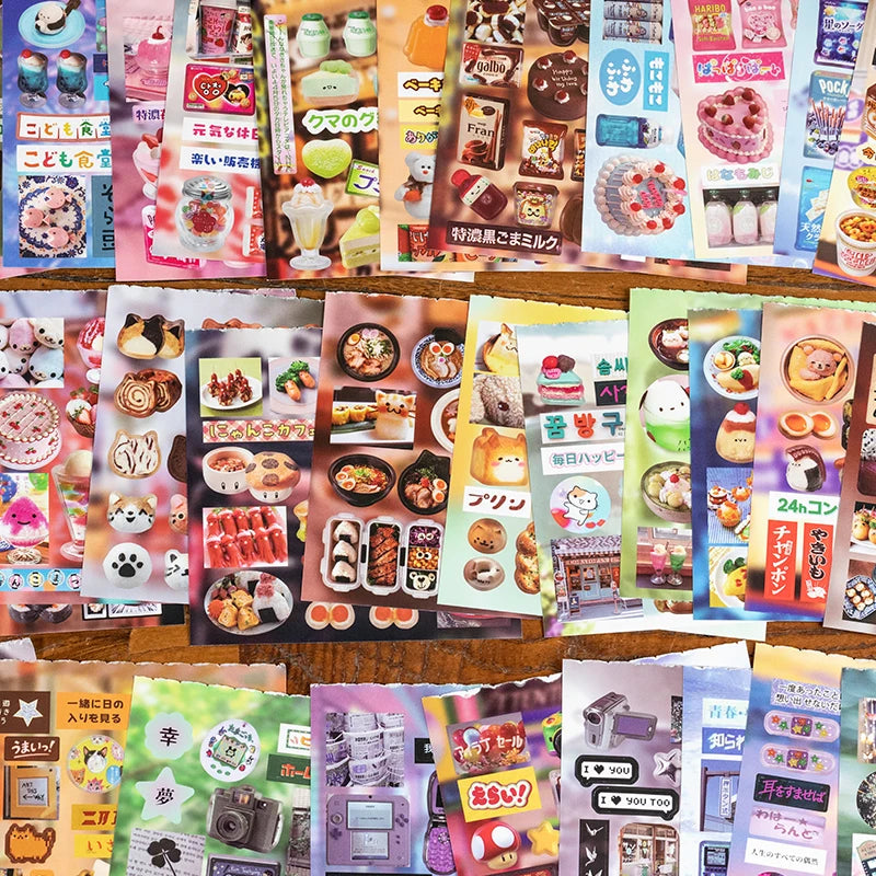20 Sheets PET Cartoon Sticker Book - Retro Decorative Stickers for Scrapbooking Diary DIY Stationery Supplies