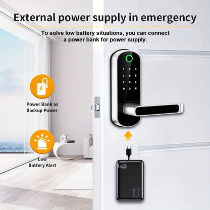 Smart Fingerprint Door Lock – Keyless WIFI Digital Touchscreen, App Remote Control, NFC, IP67 Waterproof, Includes 2 IC Cards