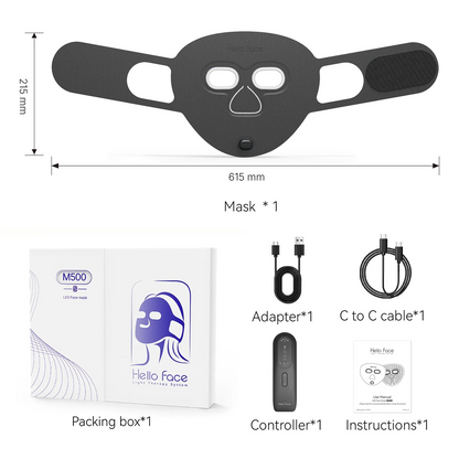 Hello Face M500S LED Red Light Therapy Mask - Wireless Portable PDT Facial Device with Red and Near-Infrared Light Therapy