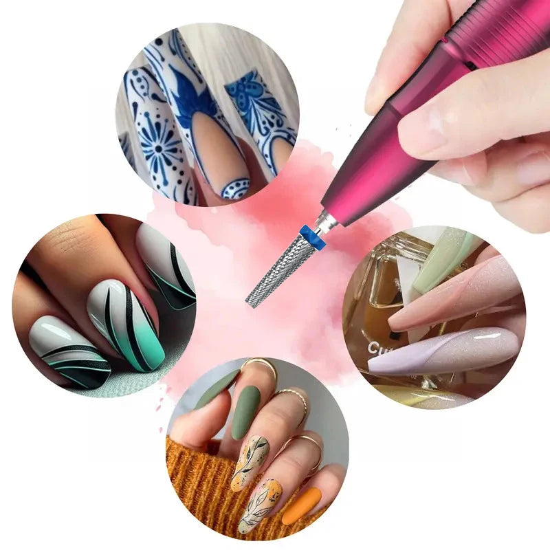 5-in-1 Extra Long 24mm Tungsten Carbide Nail Drill Bits – Safe & Efficient Gel Polish Acrylic Removal Tool