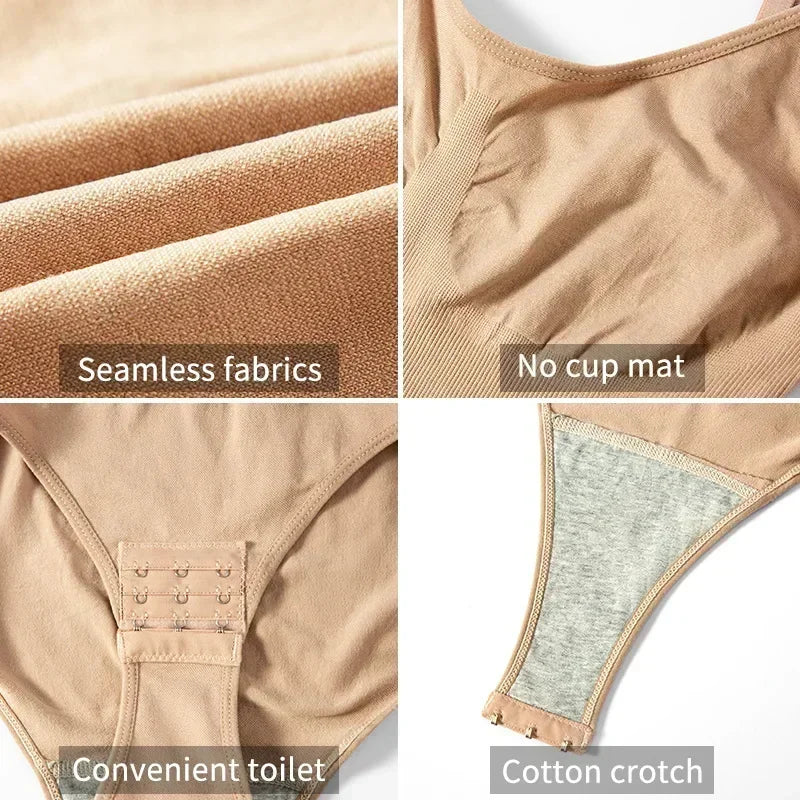 Women's Solid Seamless Shapewear Bodysuit - Tummy Control, Butt Lifting Slimming Body Shaper Underwear
