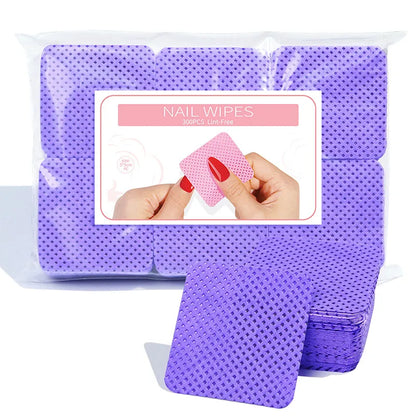 Lint-Free Nail Wipes - 300pcs Cotton Pads for Gel Polish Removal & Nail Cleaning