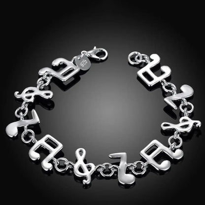 Musical Note 925 Sterling Silver Bracelet - Elegant Fashion Jewelry Gift for Women, Girls & Special Occasions
