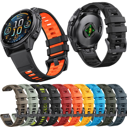 Quick Fit 22mm Silicone Watch Strap for Garmin — Compatible with Fenix 8/E/Epix Pro 47mm, Fenix 7, Fenix 6 Solar, Forerunner 955/945/965