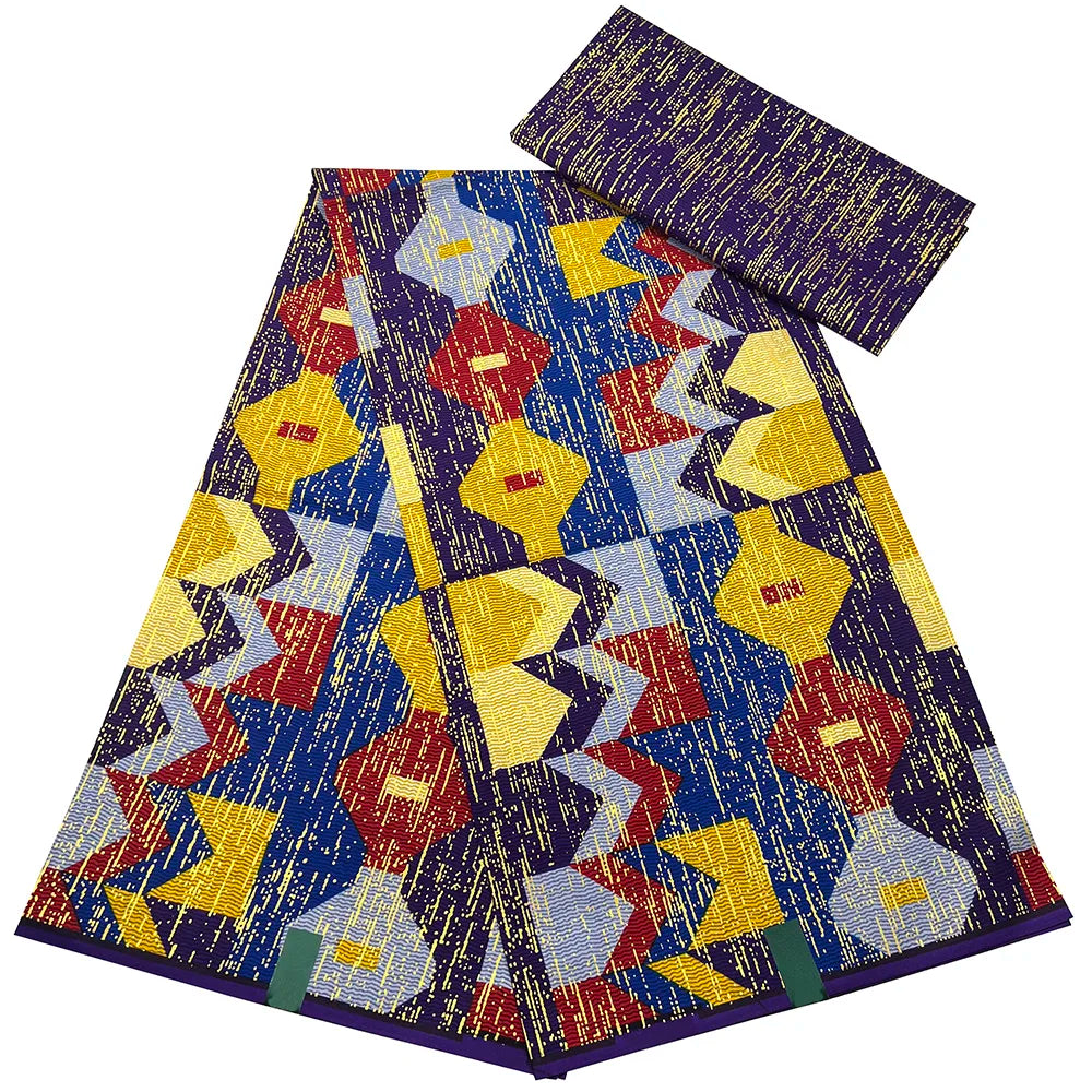 Kente Golden Wax Cotton Fabric - African Dutch Nigerian Ankara Batik Party Dress Fabric 2+4 Yards