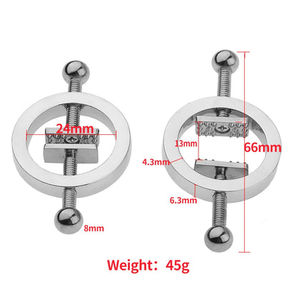 Stainless Steel Adjustable Nipple Clips — Erotic Breast Stimulation, Bondage Restraint Fetish BDSM Sex Toy for Women