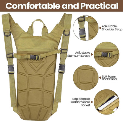 Tactical Hydration Pack Backpack: Military-Grade Waterproof Nylon Water Bag - 3L Bladder for Hiking, Cycling, Climbing