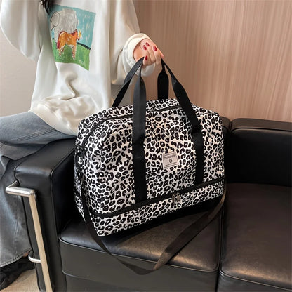 Women’s Carry-On Travel Bag – Spacious Animal Print Nylon Gym & Sports Bag, Large Capacity Weekend Overnight Bag