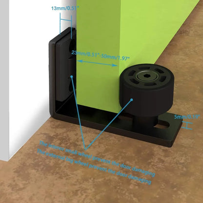 CCJH Adjustable Floor Guide for Sliding Barn Door: Black Wall Guide with Screws - Easy Installation