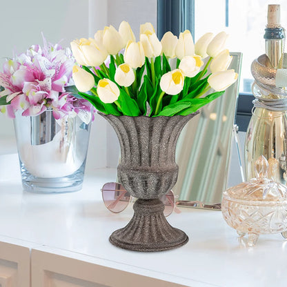 Metal Cemetery Vase – Grave Flower Holder for Headstones, Fresh or Artificial Flowers, Tombstone Marker for Memorials and Sympathy