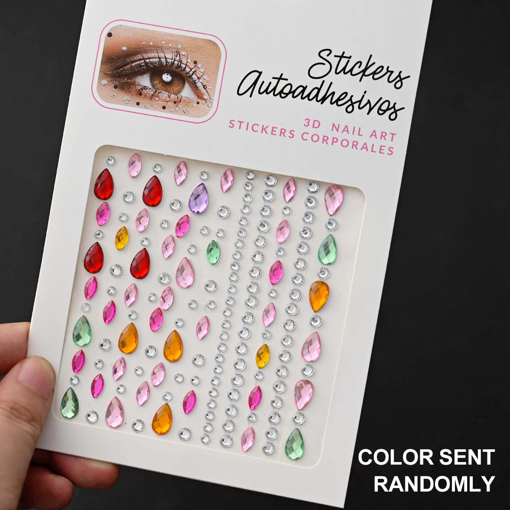 5D Face Diamond Gem Stickers - Colorful Rhinestone Body Makeup Tattoo for Festival, Nail Art & DIY Bling Style