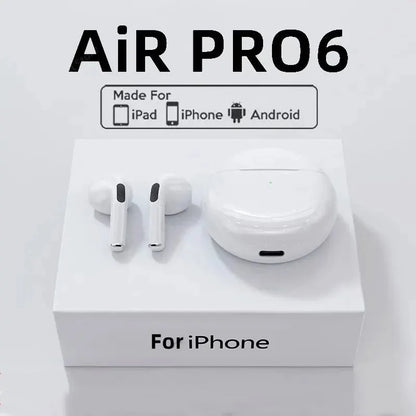 Original Air Pro 6 TWS Wireless Bluetooth Headset 5.3 - Mini Earphones with Mic and Charging Box for Xiaomi, iPhone, and More