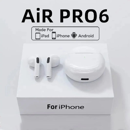 Original Air Pro 6 TWS Wireless Bluetooth Headset 5.3 - Mini Earphones with Mic and Charging Box for Xiaomi, iPhone, and More