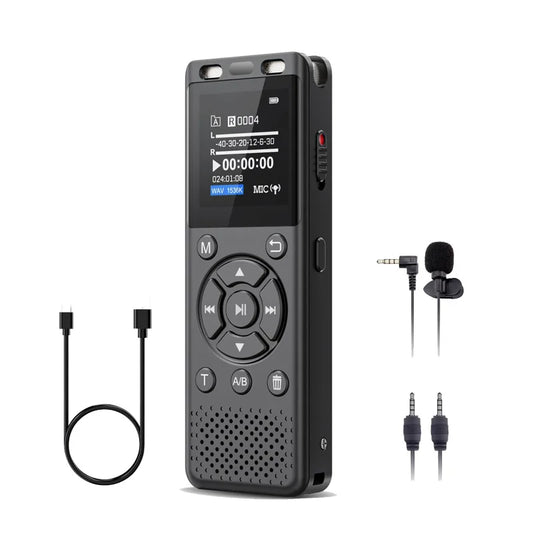 Digital Voice Recorder with Voice Activation & Timed Recording – Built-In Storage, External Microphone Support & Long Battery Life