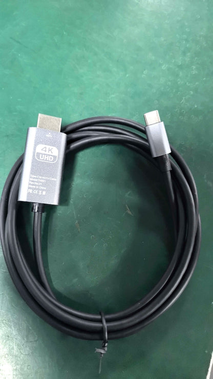 2M USB-C to HDMI 4K HD Video Cable - Braided Screen Projection Converter for TV and Computer
