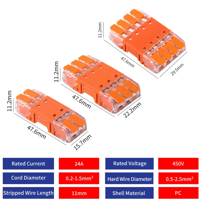 5Pcs Quick Lever Wire Connectors – 2/3/4 Pin CMK642 Compact Plugable Terminal Blocks, Universal Male Female Electrical Splicing Connectors