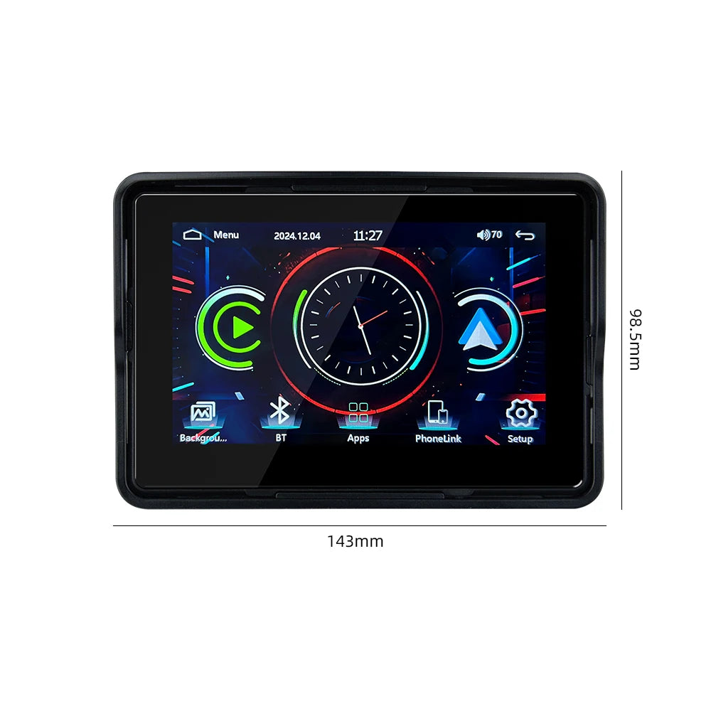 EKIY 5" Portable Motorcycle GPS Navigation Display – Digital Dashboard with Wireless CarPlay & Android Auto