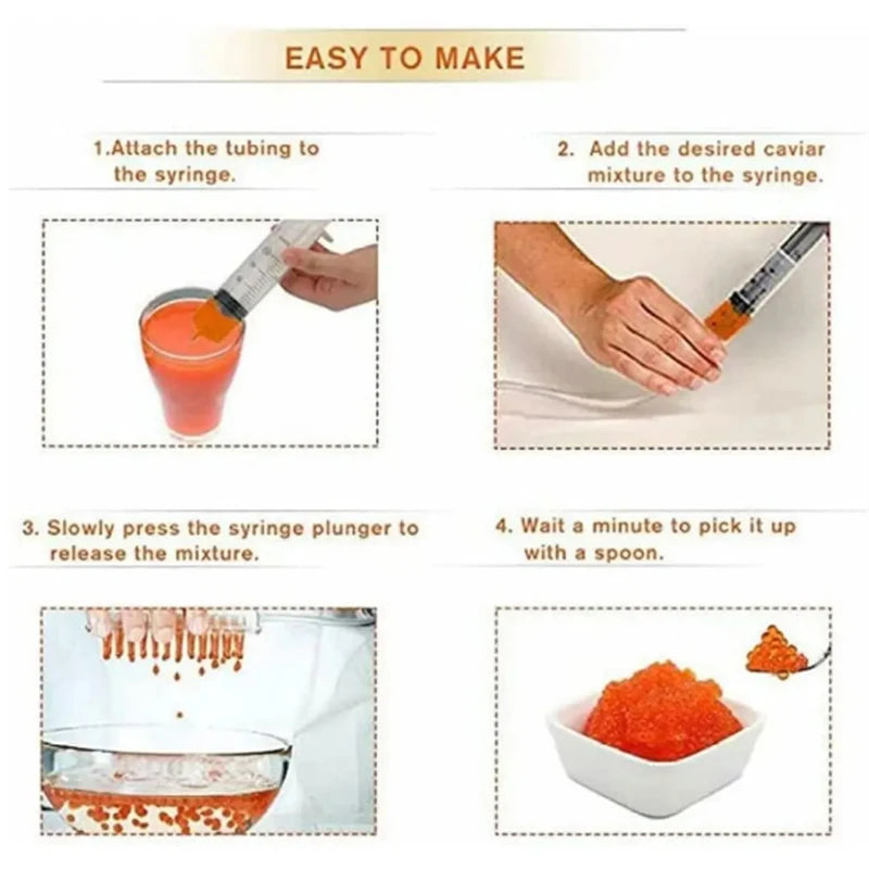 Caviar Maker Box – 96-Hole Spherification Dropper Molecular Gastronomy Kit with Spoon, Syringe, and Roe Sauce Dispenser