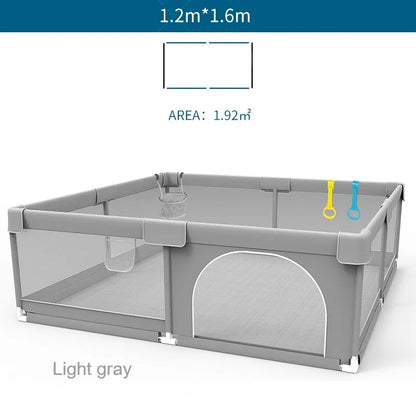 IMBABY Baby Playpen – Light Gray Corralito with Pull Ring, Child Safety Barrier Fence and Ball Box for Baby Playground