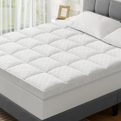 Extra Thick 5D Mattress Pad Cover - Plush Pillow Top for Twin/Full Size with 8-19 Inch Deep Pocket