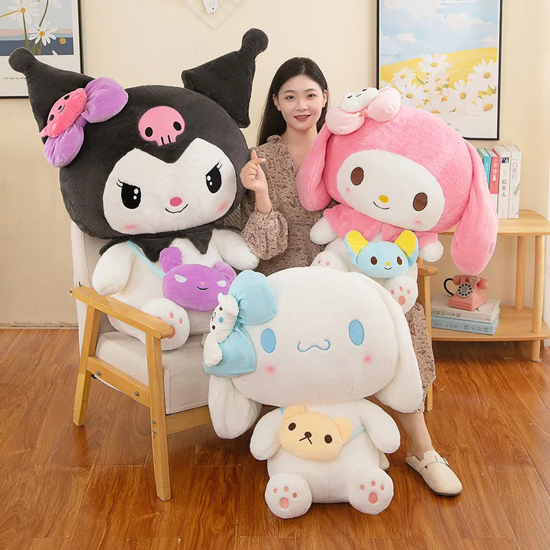 Sanrio Kuromi Plush Dolls — 40/50cm Kawaii My Melody & Cinnamoroll Soft Stuffed Anime Animals, Cartoon Pillow Decor for Kids