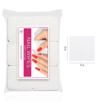 Lint-Free Nail Wipes - 300pcs Cotton Pads for Gel Polish Removal & Nail Cleaning