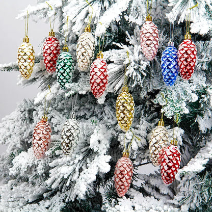 5-Piece Christmas Pine Cone Ball Ornaments 2024/2025 – Painted Hanging Pendants for Tree Decoration & Holiday Home Gift