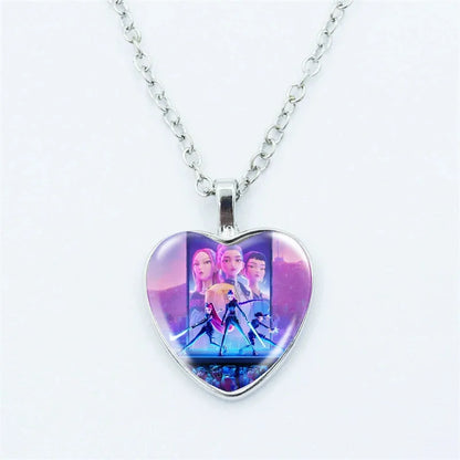 2025 KPop Demon Hunters Necklace & Bracelet Set – Kawaii Anime Jewelry for Girls, Cosplay Pendant Accessories