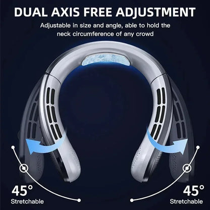8000mAh Bladeless Neck Fan - Rechargeable Portable Cooling Fan with LED Display for Outdoor Use