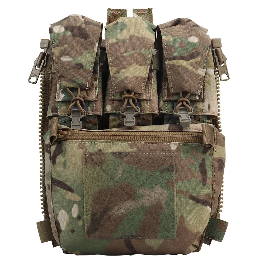V5 FCPC Sport Vest Back Panel – Zippered Backplate with Expansion Bag & Triple Pouch for Airsoft Vest Plate Carrier Accessories