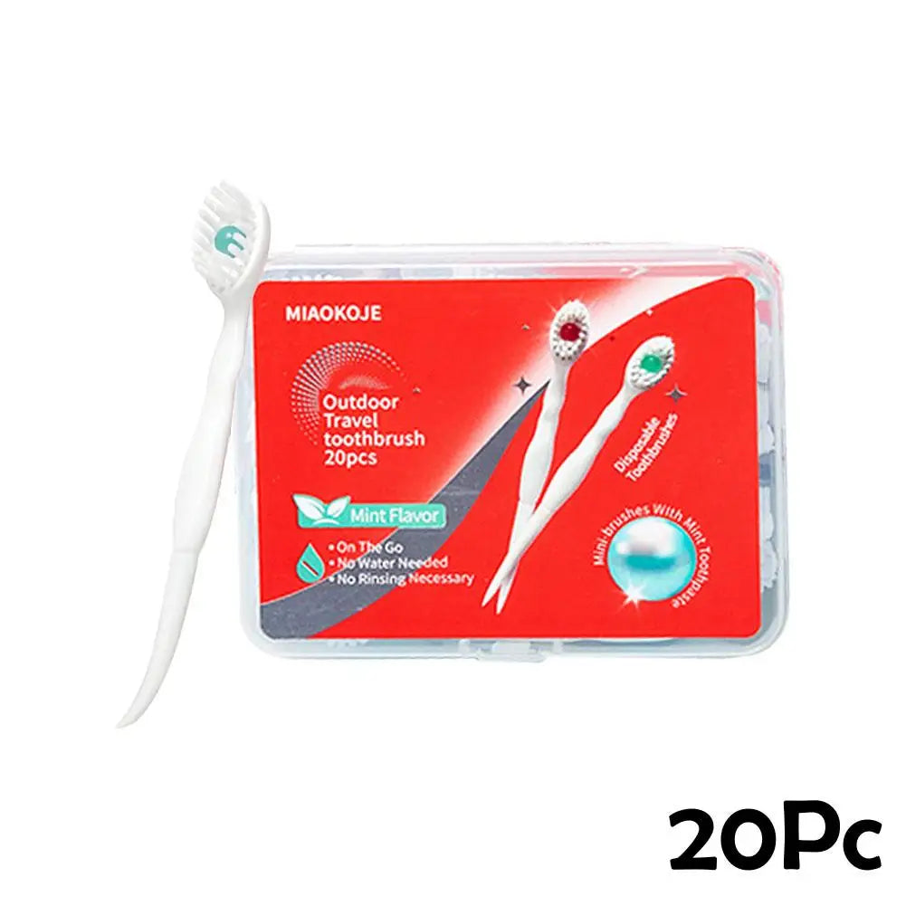 20pcs Mini Travel Toothbrush Set - Disposable Toothbrush With Toothpaste Beads Portable Adult Oral Cleaning Kit