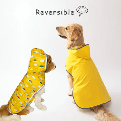 Double-Layer Yellow Raincoat for Dogs: Keep Your Pup Dry & Stylish with Two-Way Wear!