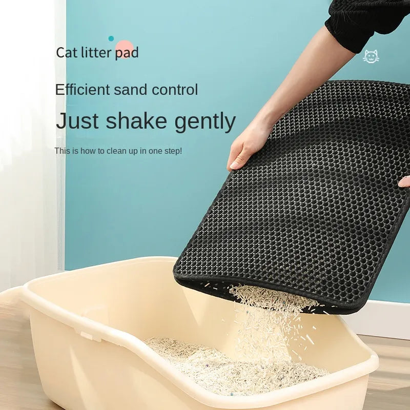 Double Layer Cat Litter Mat: Waterproof Urine-Proof Trapping Mat - Easy-to-Clean Non-Slip Toilet Pad with Large Foot Area, Cat Scratch Pad