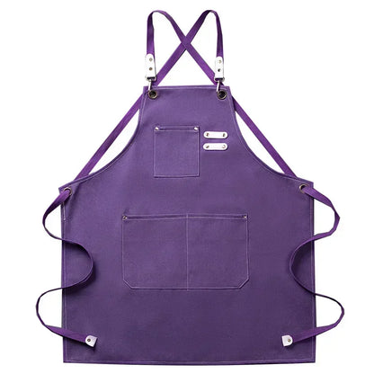 New Fashion Canvas Kitchen Apron – Unisex Chef Work Apron for Grill, Restaurant, Bar, Shop, Cafes, and Beauty Nail Studios