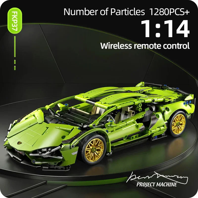 1280PCS Technical Racing Sports Car Building Blocks – Mechanical Supercar Model Kit Puzzle Toy for Kids & Adults Gift
