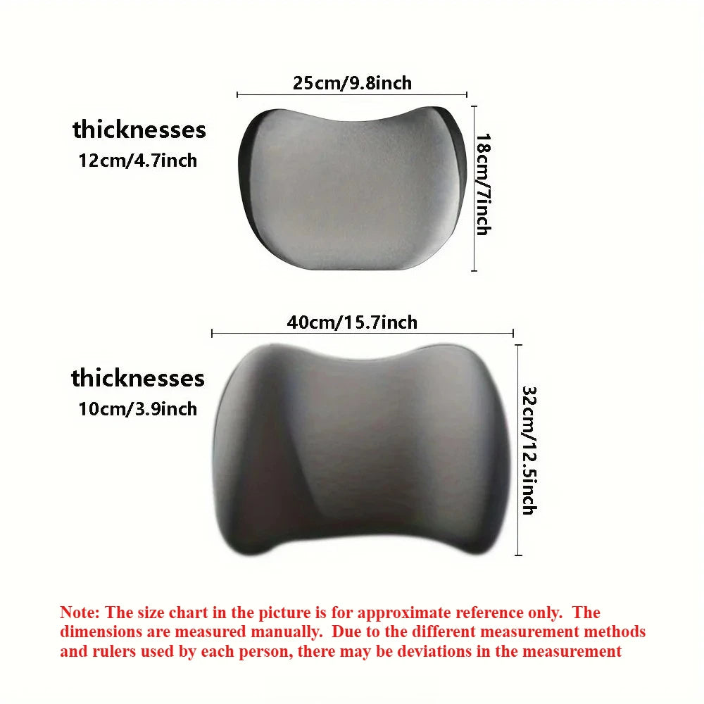Memory Foam Car Headrest & Lumbar Support Cushion – Ergonomic Neck and Back Pillow for Car & Office Chair