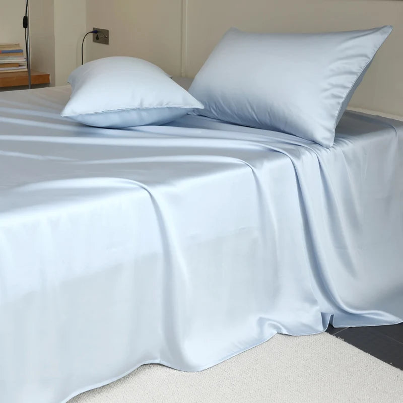 100% Mulberry Silk Bed Sheet Set - Luxury Silk Bedding with Fitted Sheet, Flat Sheet & Pillowcases