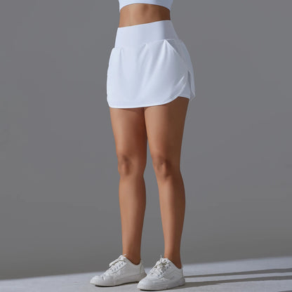 Outdoor Sports High Waist Yoga Skirt — Breathable Badminton Tennis Active Fitness Athletic Short Skirt