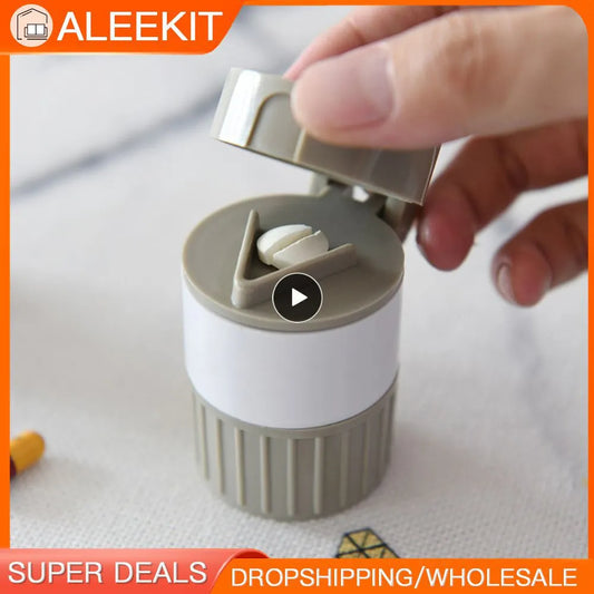 4-in-1 Multifunctional Portable Pill Cutter - Medicine Splitter with 4 Layer Powder Tablet Grinder and Storage Box, Ideal for Travel