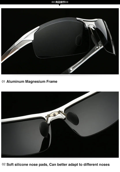 AORON Men’s Driving Sunglasses — Polarized UV400 Anti-Glare Retro Sport Glasses with Aluminum Magnesium Frame