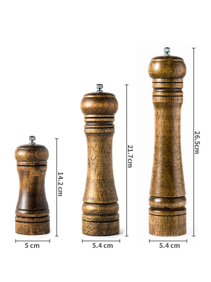 Solid Wood Salt and Pepper Grinder Set: 5", 8", 10" - Adjustable Ceramic Grinder, Kitchen Cooking Tools
