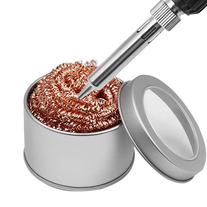 Soldering Iron Cleaning Ball - Copper Wire Tip Cleaner with Mesh Filter & Metal Dross Removal Box