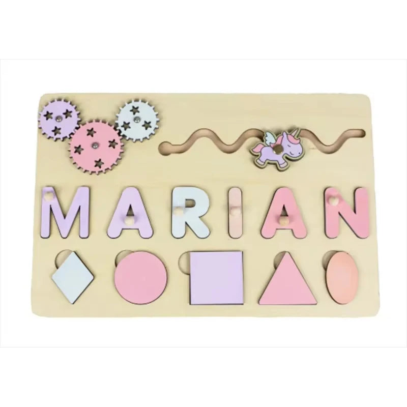 Montessori Personalized Wooden Name Puzzle — Custom Letter Board Educational Toy for Babies