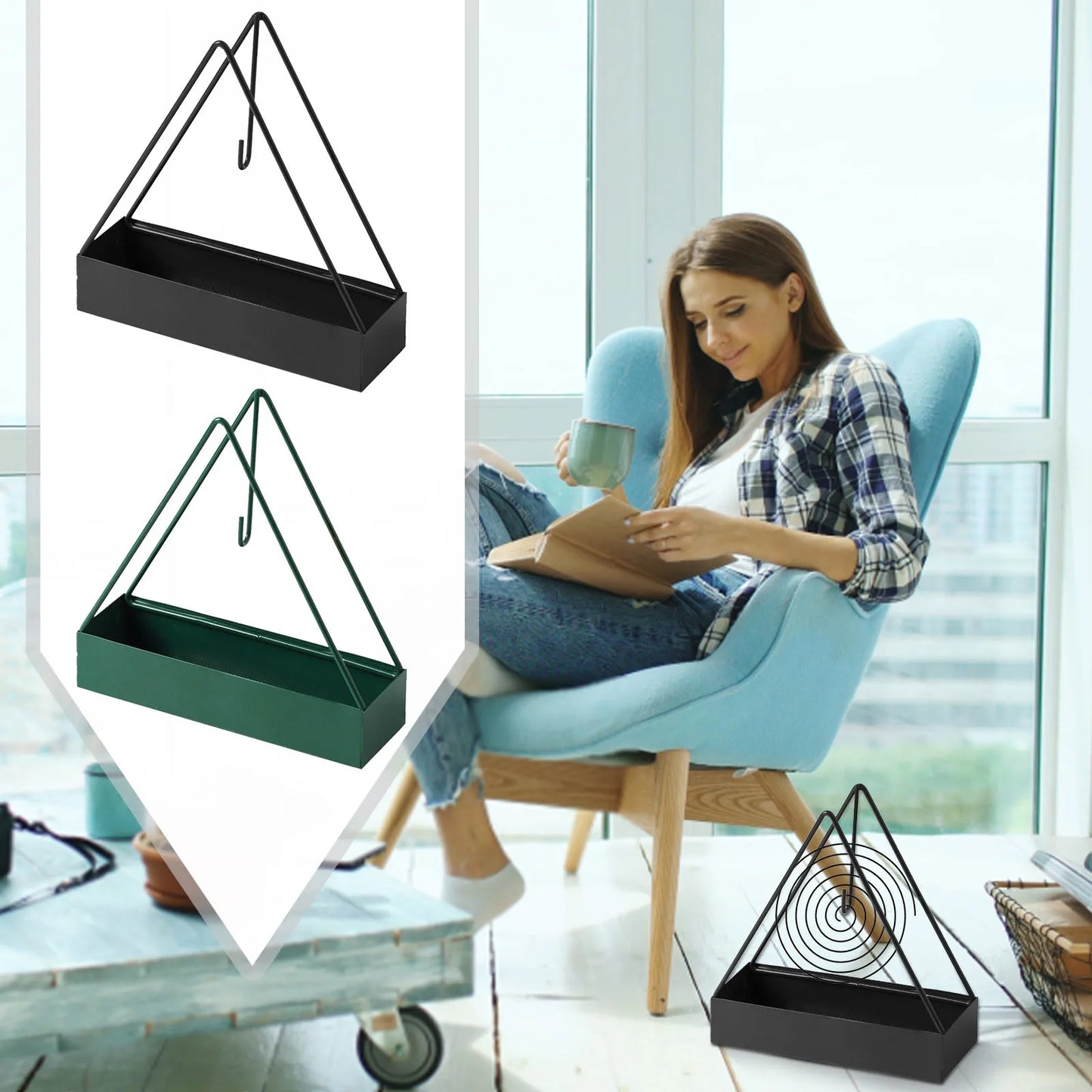 Nordic Style Mosquito Coil Holder with Tray – Creative Spiral Iron Incense Rack for Summer Home Decor & Mosquito Repellent
