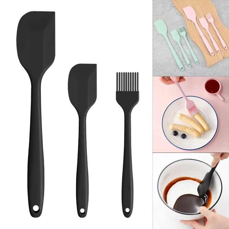 3-Piece Silicone Spatula Set – Non-Stick Kitchen Baking Tools for Cakes, Bread & Jam