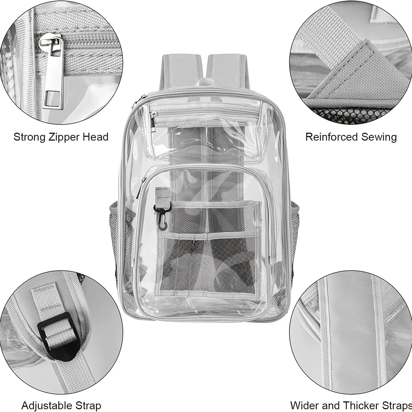 Clear PVC Backpack – Large Heavy Duty See-Through Bookbag with Reinforced Straps for School