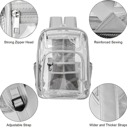 Clear PVC Backpack – Large Heavy Duty See-Through Bookbag with Reinforced Straps for School