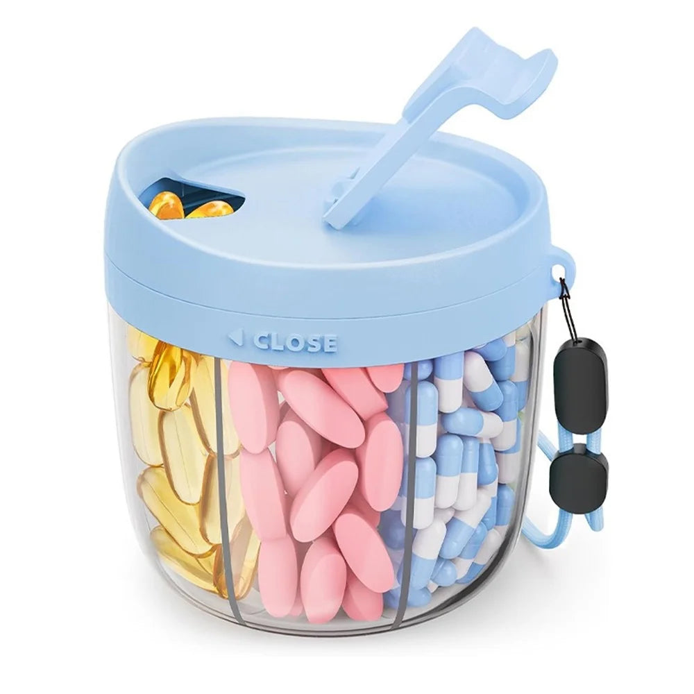 Large Capacity Waterproof Travel Pill Organizer – Portable Food Grade Plastic Medicine Storage Box for Tablets & Capsules