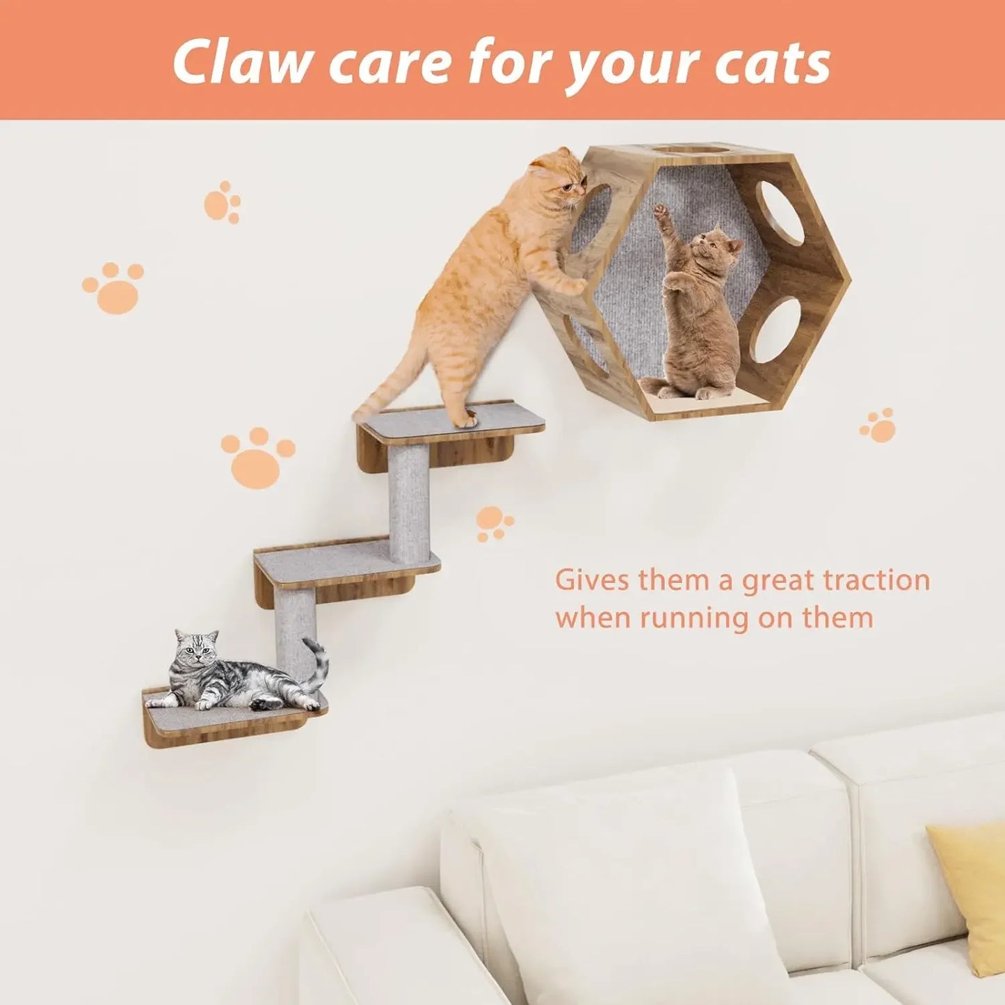 Cat Scratching Mat – Self-Adhesive Trimmable Carpet for Scratching Post and Sofa Protection from Cats