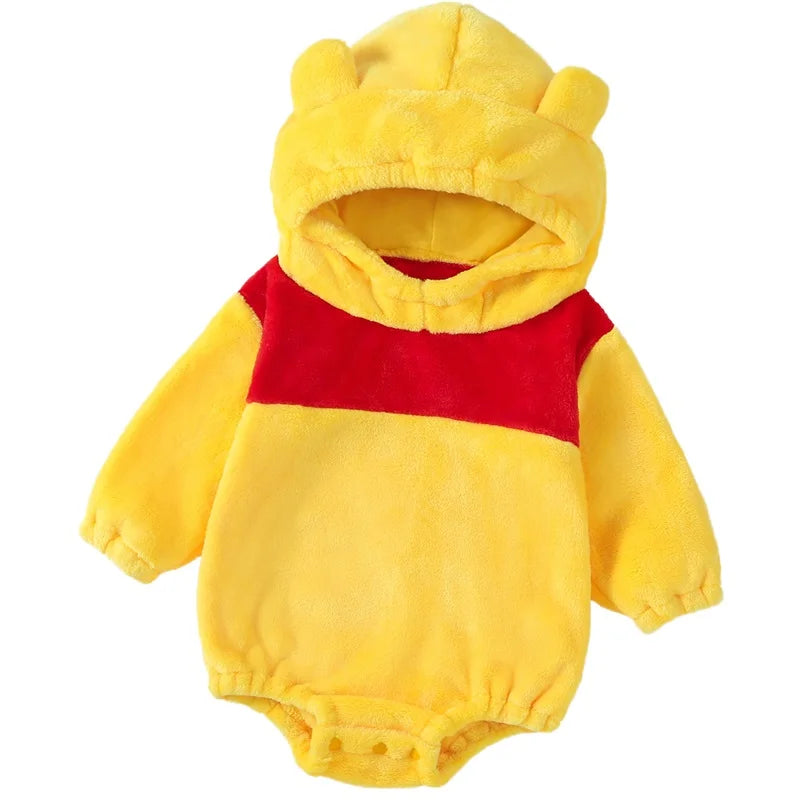 Baby Animal Costume Romper – Flannel Hooded Jumpsuit for Newborn Boys & Girls, Halloween Outfit